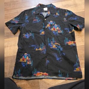 PS Paul Smith Shirt Mens Size S Casual Fit UFO Short Sleeve Camp Lawn Aliens